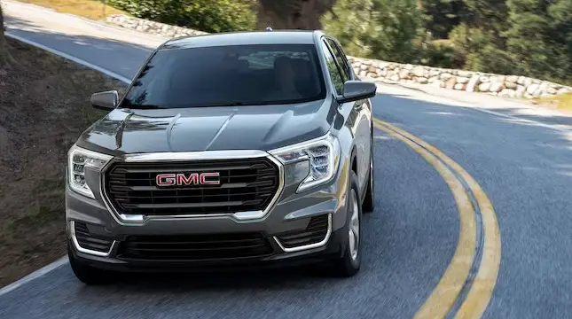 GMC Terrain Gray on the road